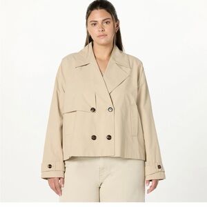 Elegant Beige Double-Breasted Trench Coat
